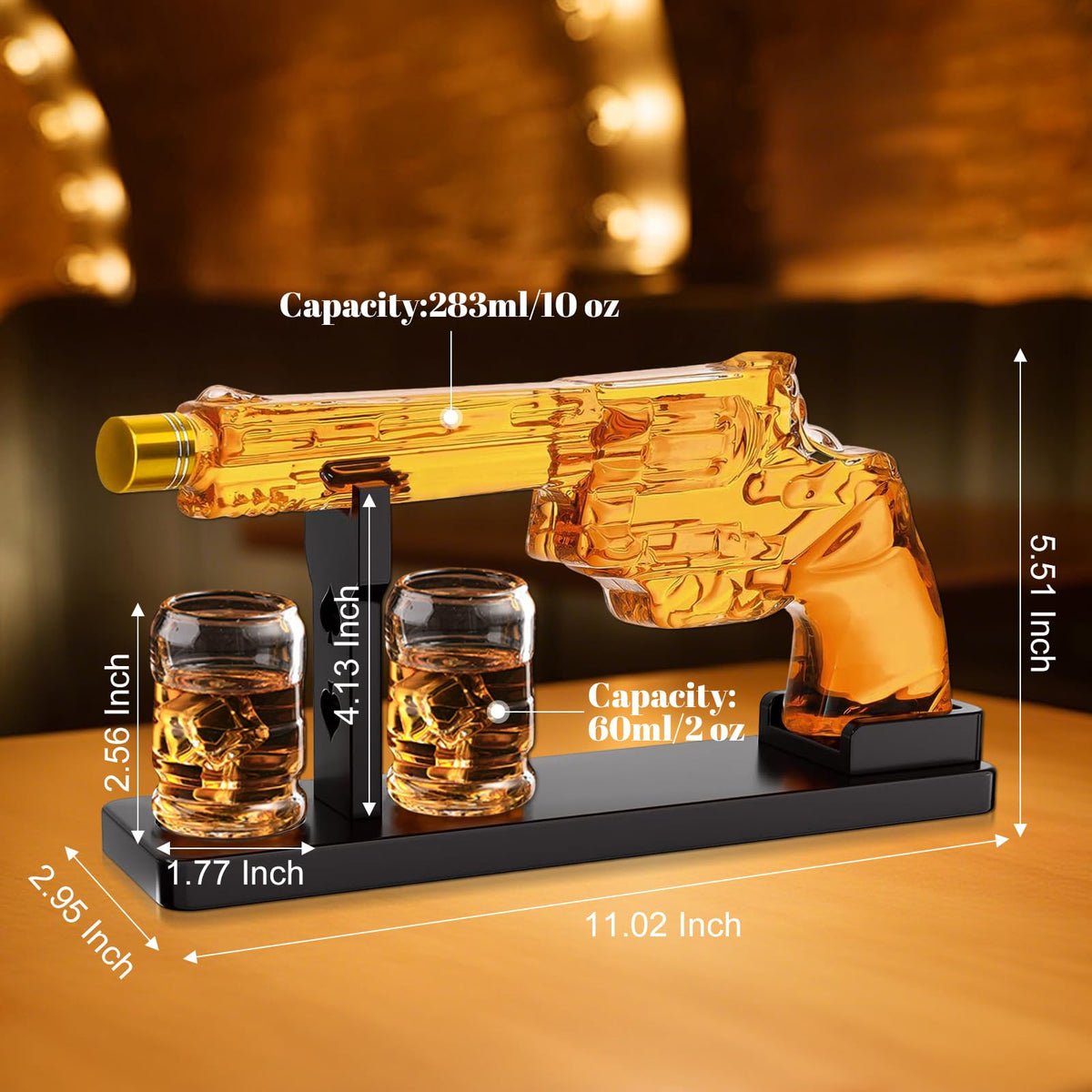 Gifts for Men Dad, 10 Oz Gun Whiskey Decanter Set with Shot Glass, Liquor Decanter Sets for Men Unique Anniversary Christmas Gifts Ideas for Him Husband Brother, Cool for Home Bar