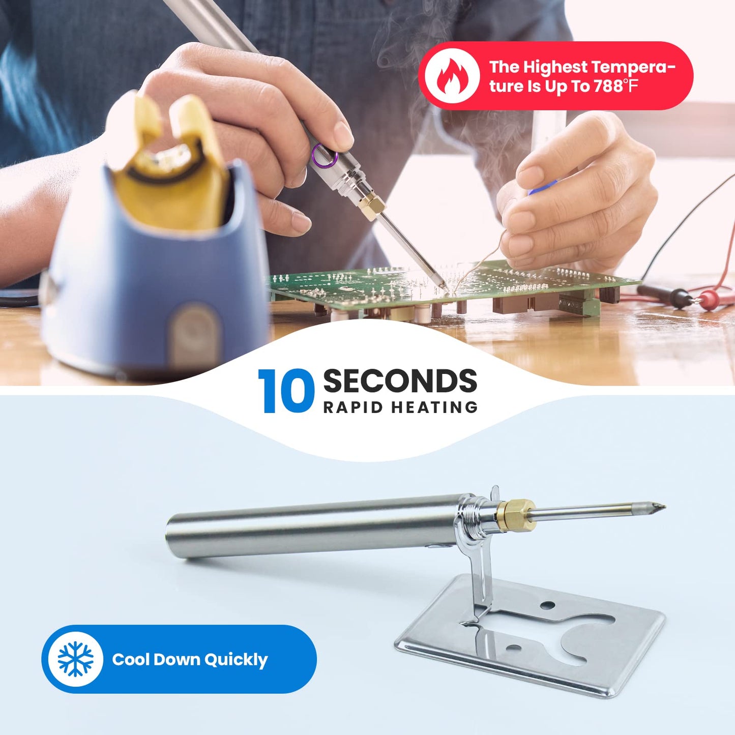 Cordless Soldering Iron Kit, ELMCONFIG 1100mAh USB Wireless Electric Soldering Gun Pen, Portable and Rechargeable for Home Appliance Repair, Electronic Components, DIY