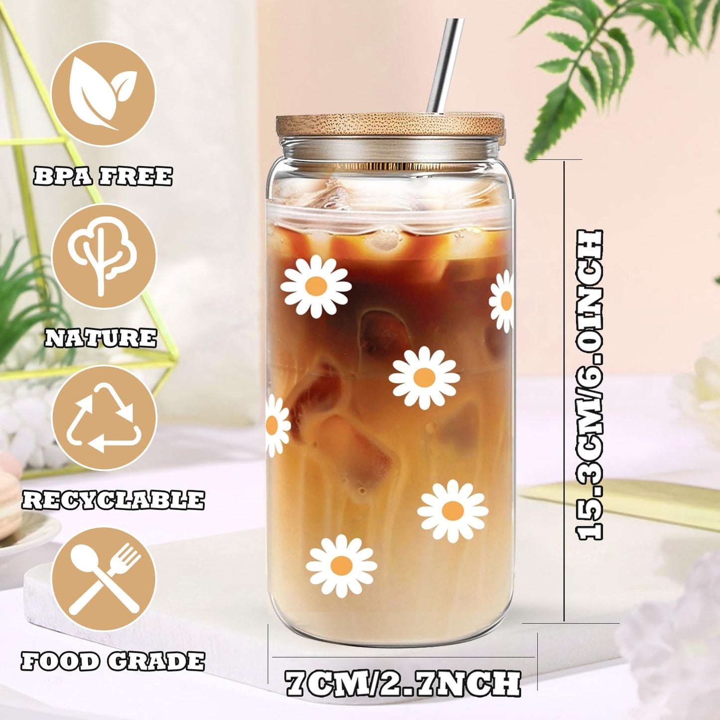 Birthday Gifts For Women, Teen Girl, Her, Happy Birthday Gift Box For Girl, Women, Sister, Daughter, Friends, Cute Daisy Aesthetic Glass Cups Gift Set (birthday-set)