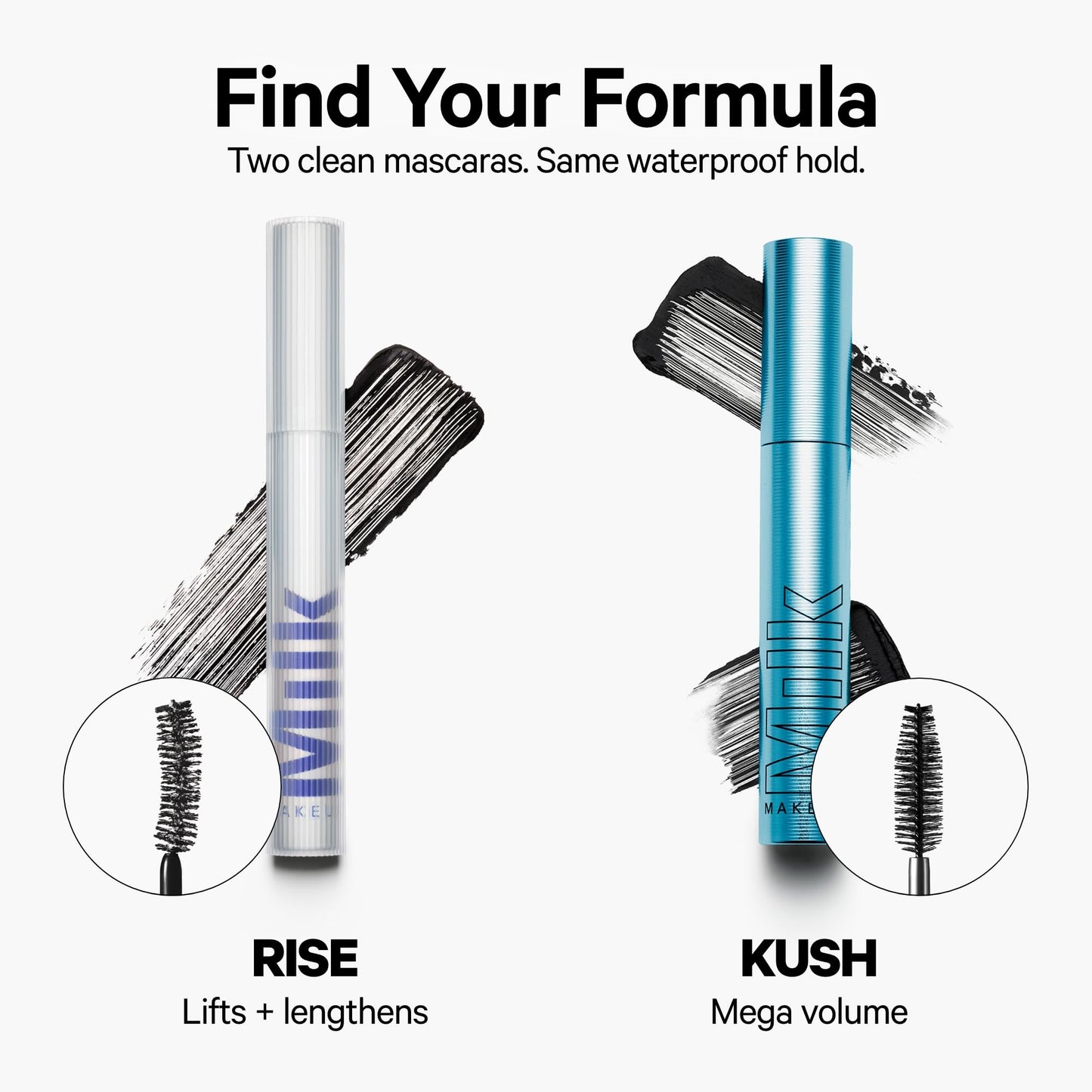 Milk Makeup RISE Waterproof Mascara - Lifts, Lengthens, Holds Curl & Adds Volume - Dries Quickly, Stays Put - Vegan, Cruelty Fre
