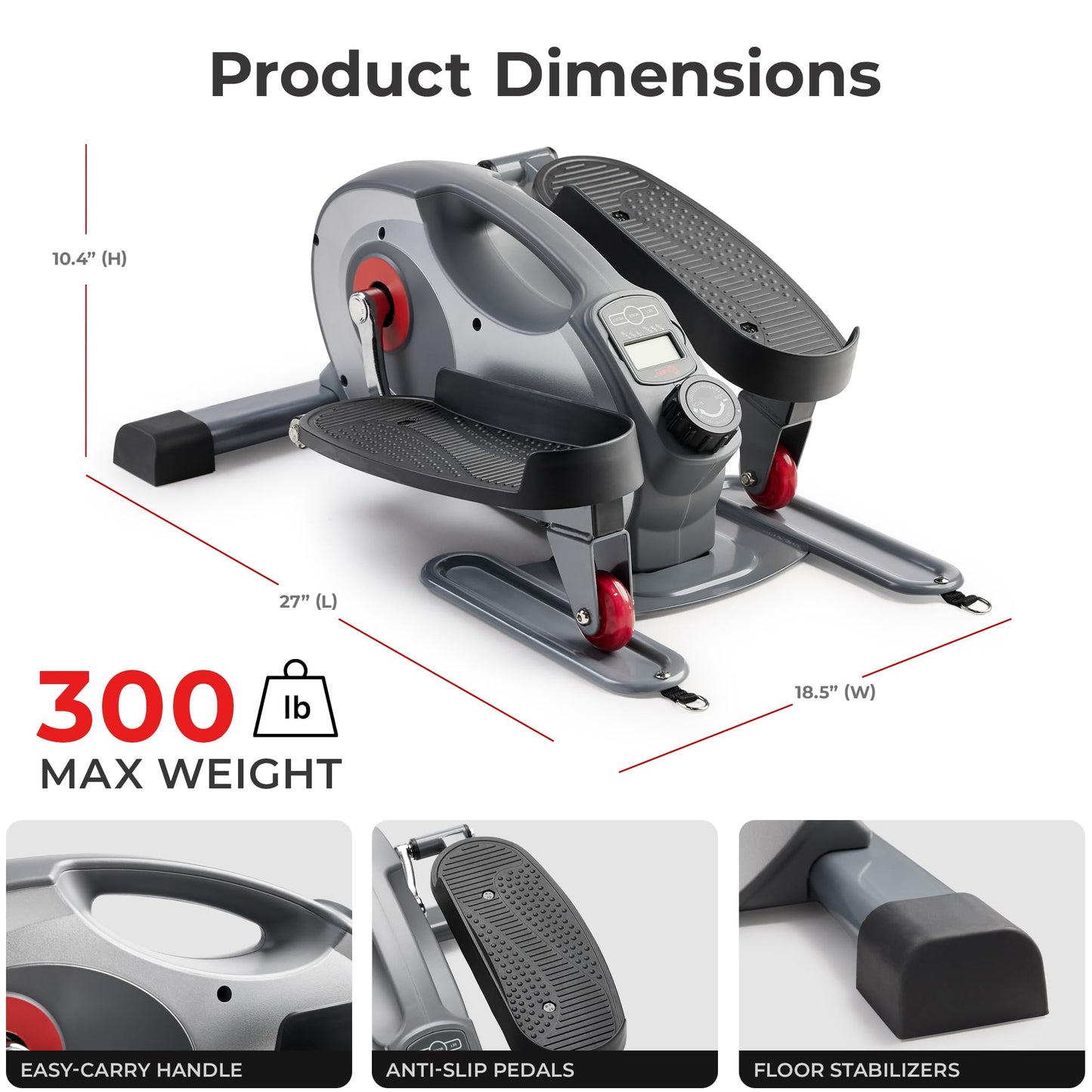 Sunny Health & Fitness Smart Elliptical Trainer, Heavy-Duty Exerciser w/Resistance Bands for Leg & Arm Exercise, Home/Office Senior Training Machine, Exclusive SunnyFit App Bluetooth Link–SF-E323054