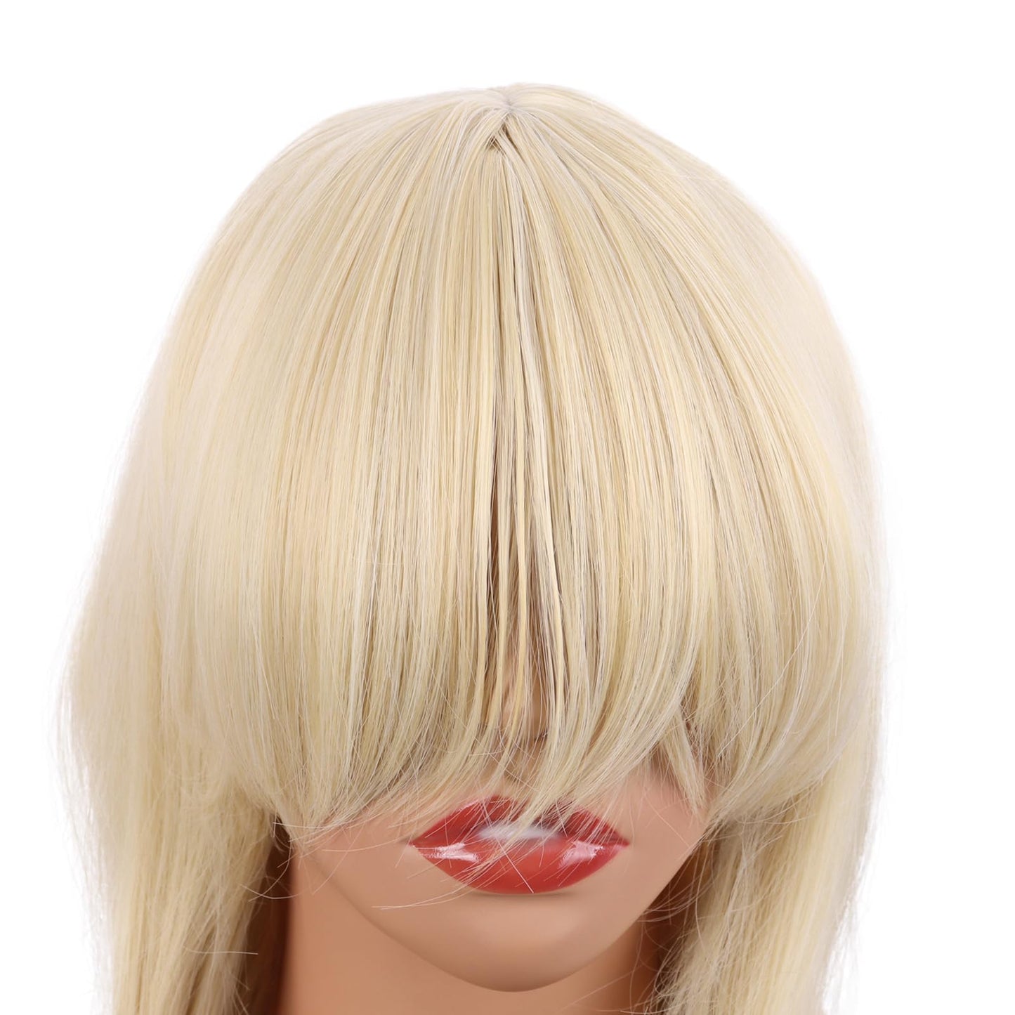 MapofBeauty 18 Inch/45 cm Layered Bangs Straight Synthetic Fiber Shoulder Length Hair Daily Use Wig (Mixed Gold)