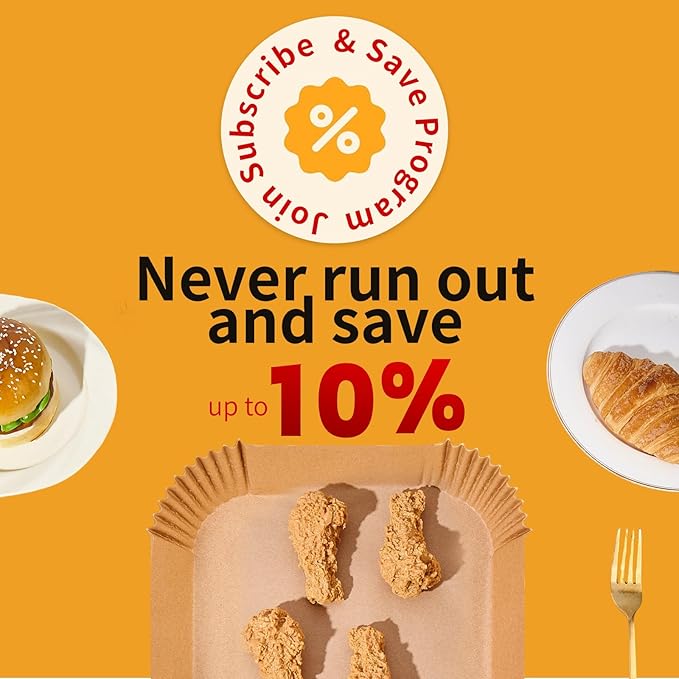 40GSM Air Fryer Paper Liners, 125Pcs 8 inch Disposable Parchment Paper for 5-8 qt Basket Air Fryer, Non-Stick Oil-Proof Heat Resistant Food Grade for Cooking, Roasting & Frying, Square 8"