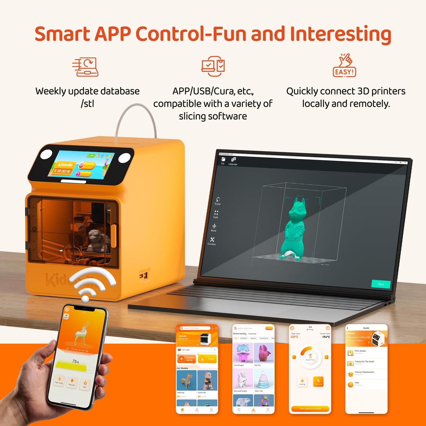 3D Printer For Kids, Safe For Children, Toy 3D Printer, Stem Learning Mate, Wi-Fi & App Control, Weekly Update Toy Library, Touc