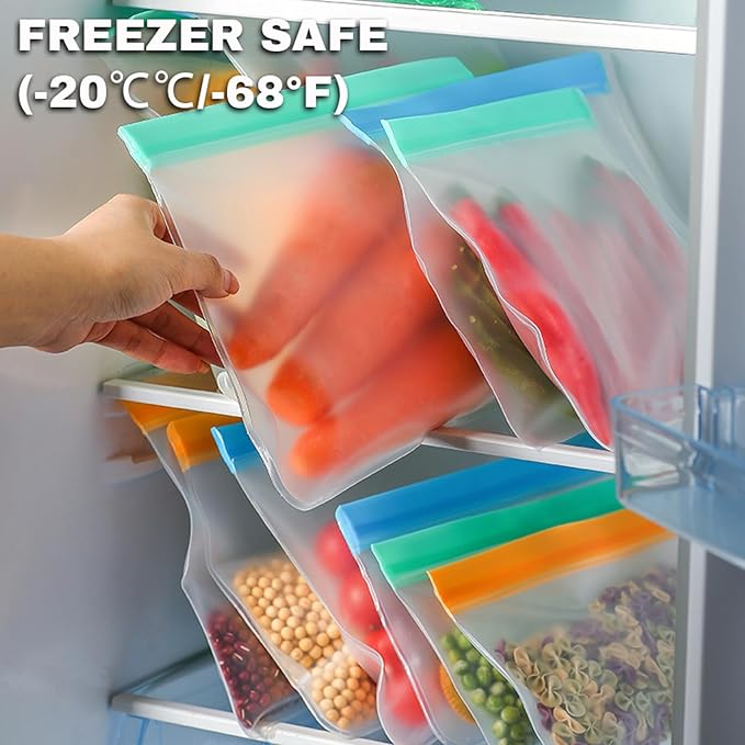 5 Pack Reusable Sandwich Bags, Dishwasher Safe, BPA Free, Leakproof Freezer Bags for Marinate Meats, Veggies, Snacks, Kitchen Storage & Organizer (Orange)