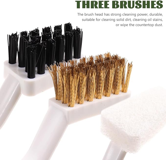 3Pcs Kitchen Cleaning Brush with Comfortable Handle Non-Slip Grip Multi-Functional Stove and Sink Scrubber for Countertop and Range Hood Cleaning