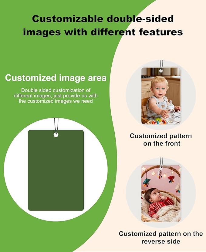 Personalized Double-Sided Custom Car Air Freshener - 100% Natural Material - Various Fragrance Types - Long-lasting Scent - Ideal for Car, Home, and Gifting (Rectangle (vertical))
