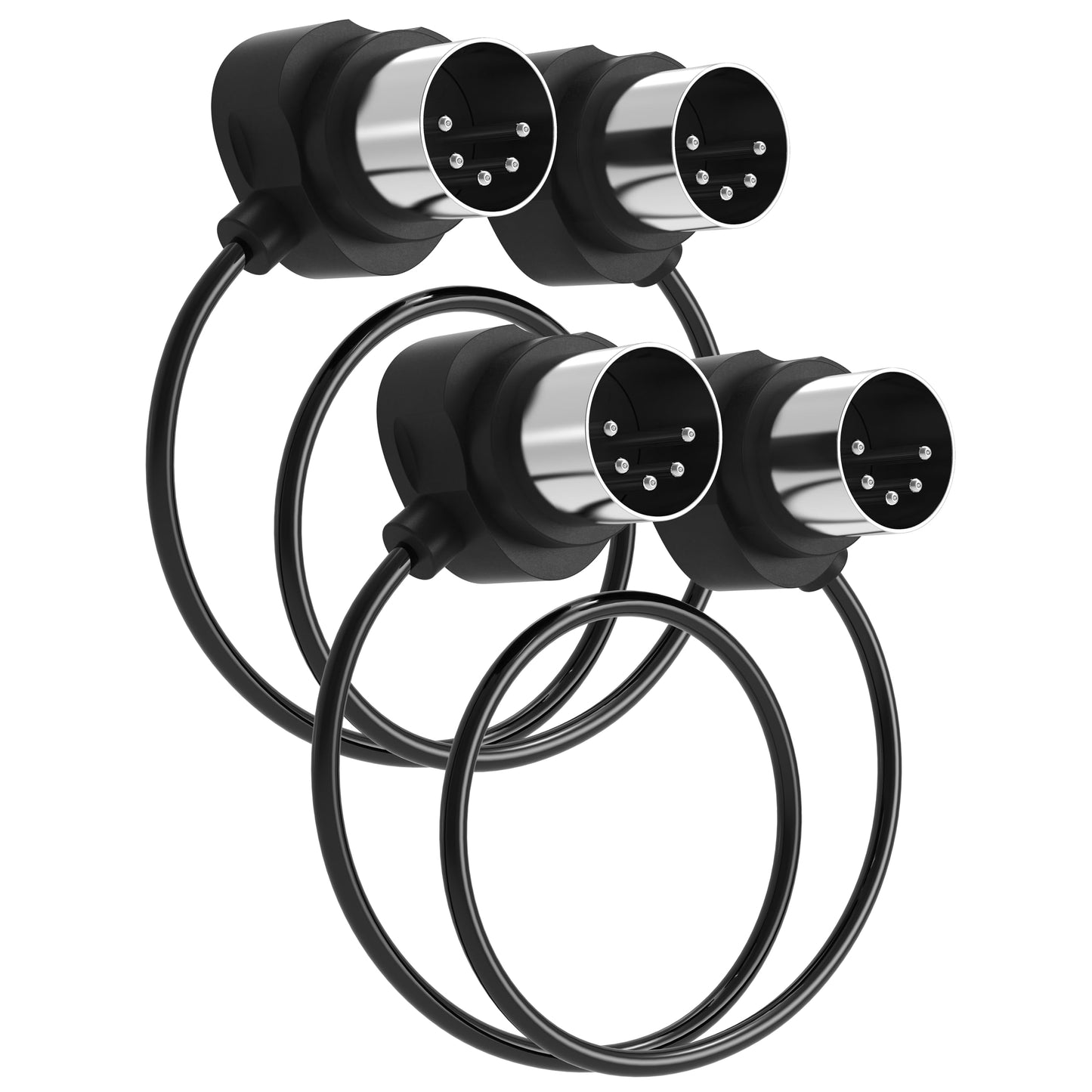 FORE 2-Pack 3.3-Ft/ 100cm 45-Degree Symmetry Angled MIDI Cable with Ultra-Small Plugs for Tight Space, 5-Pin Din Compatible with
