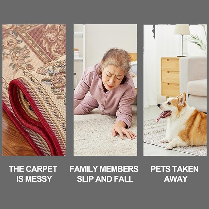 24 PCS Rug Tape,Rug Gripper Pads,Non Slip Rug Grippers,Non Slip Rug Pads for Hardwood Floors and Tiles,Hold Carpet in Place on Hardwood Floors and Ceramic Tile.