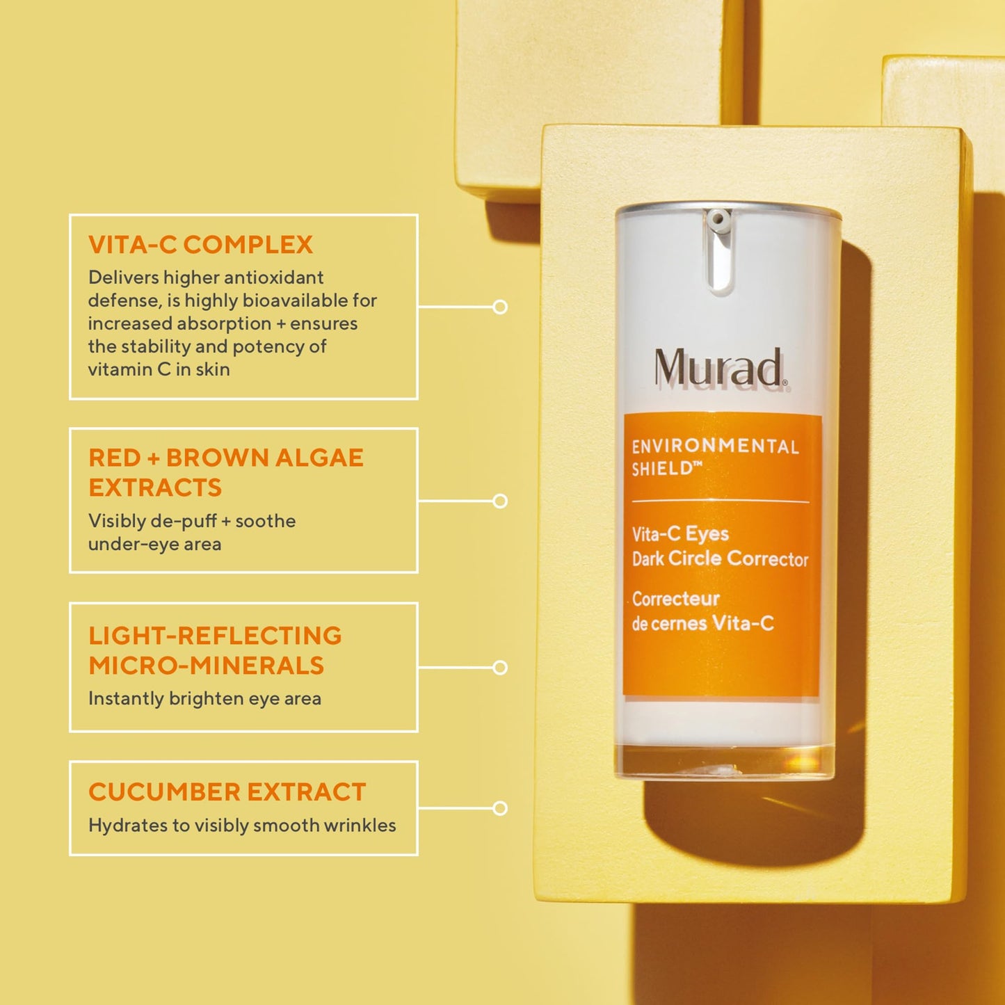 Murad Vita-C Eyes Dark Circle Corrector - Environmental Shield Vitamin C Brightening Serum - Anti-Aging Treatment for Puffiness
