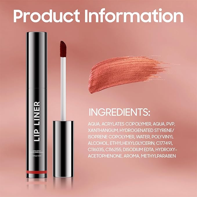 OETUIOW Lip Liner Stain, Lip Stain Moisturizing & Enhancing Complexion for All Skin Types Women, Lip Lint Waterproof & Long-Lasting (Mauve)