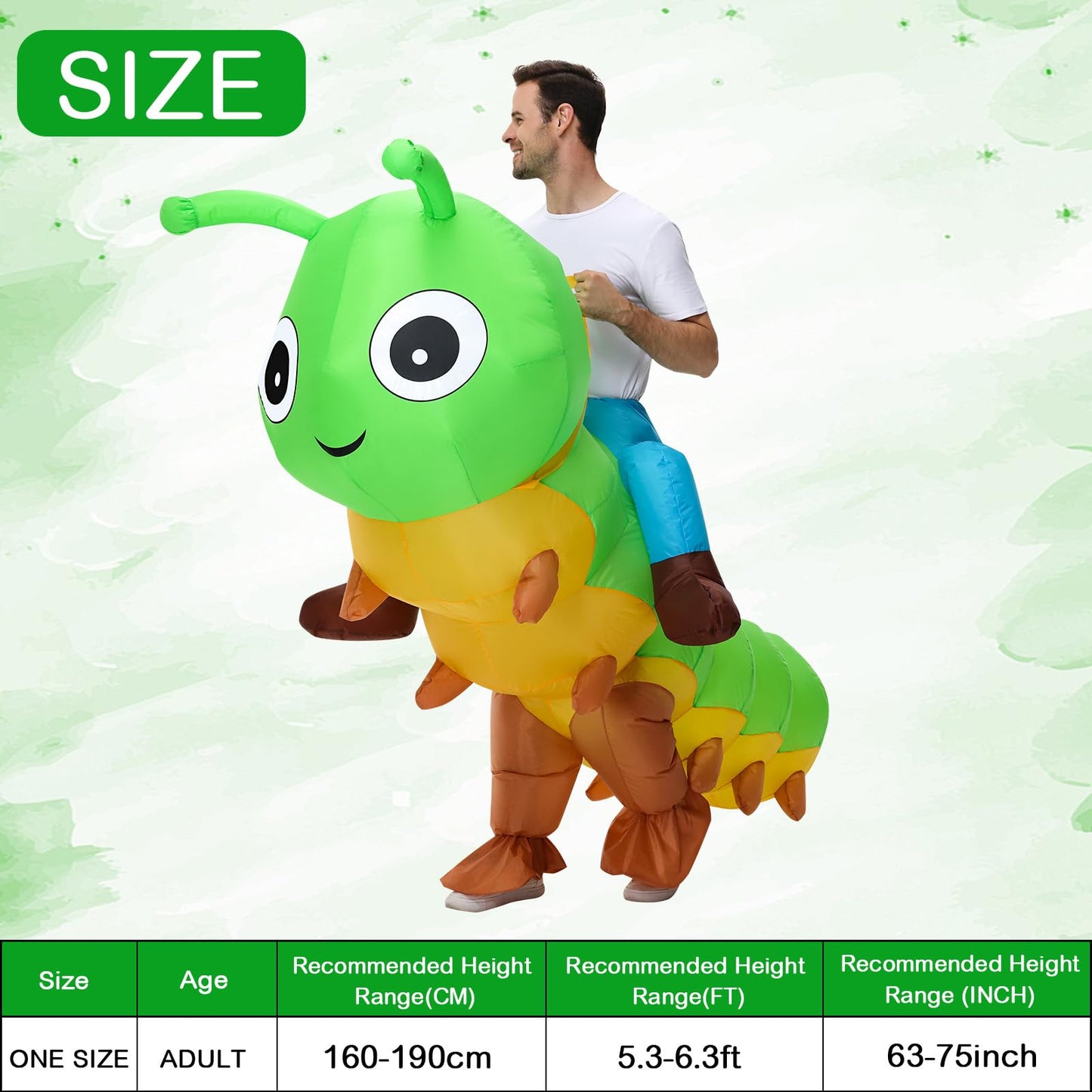 Acekar Inflatable Costume For Adults,Inflatable Caterpillar Riding Costume,Halloween Blow up Costume for Women Men Cosplay Parties