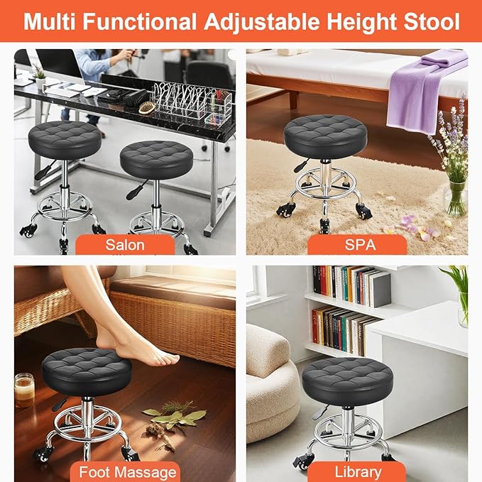 JOSTZHXIN Low Height Roller Stool Height Adjustable, Mechanic Stool Low Rolling Chair, Footstool Modern Roller Seat for Salon SPA Home Office Garage Shop (Style 3)
