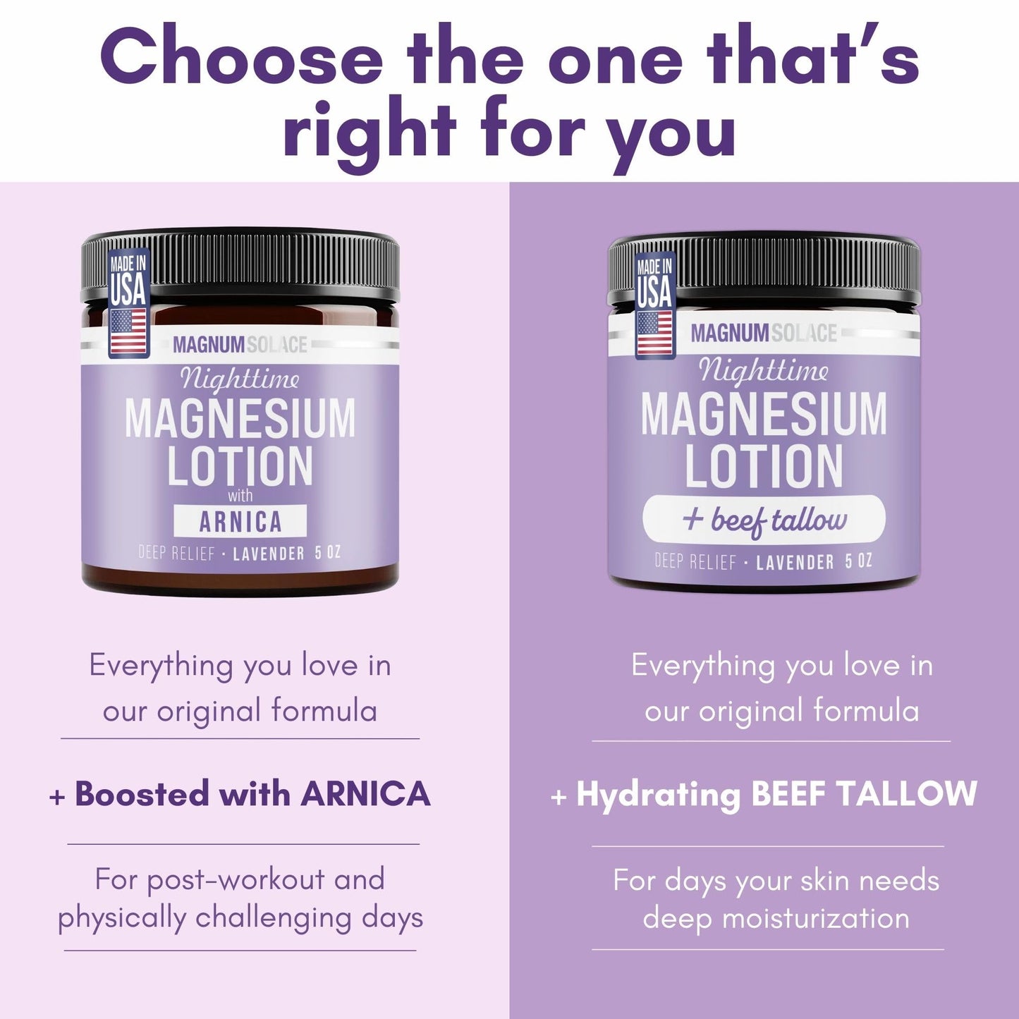 Nighttime Magnesium Lotion with Beef Tallow - Soothing Relief for Muscles & Joints - Highly Concentrated - Apply to Legs or Feet