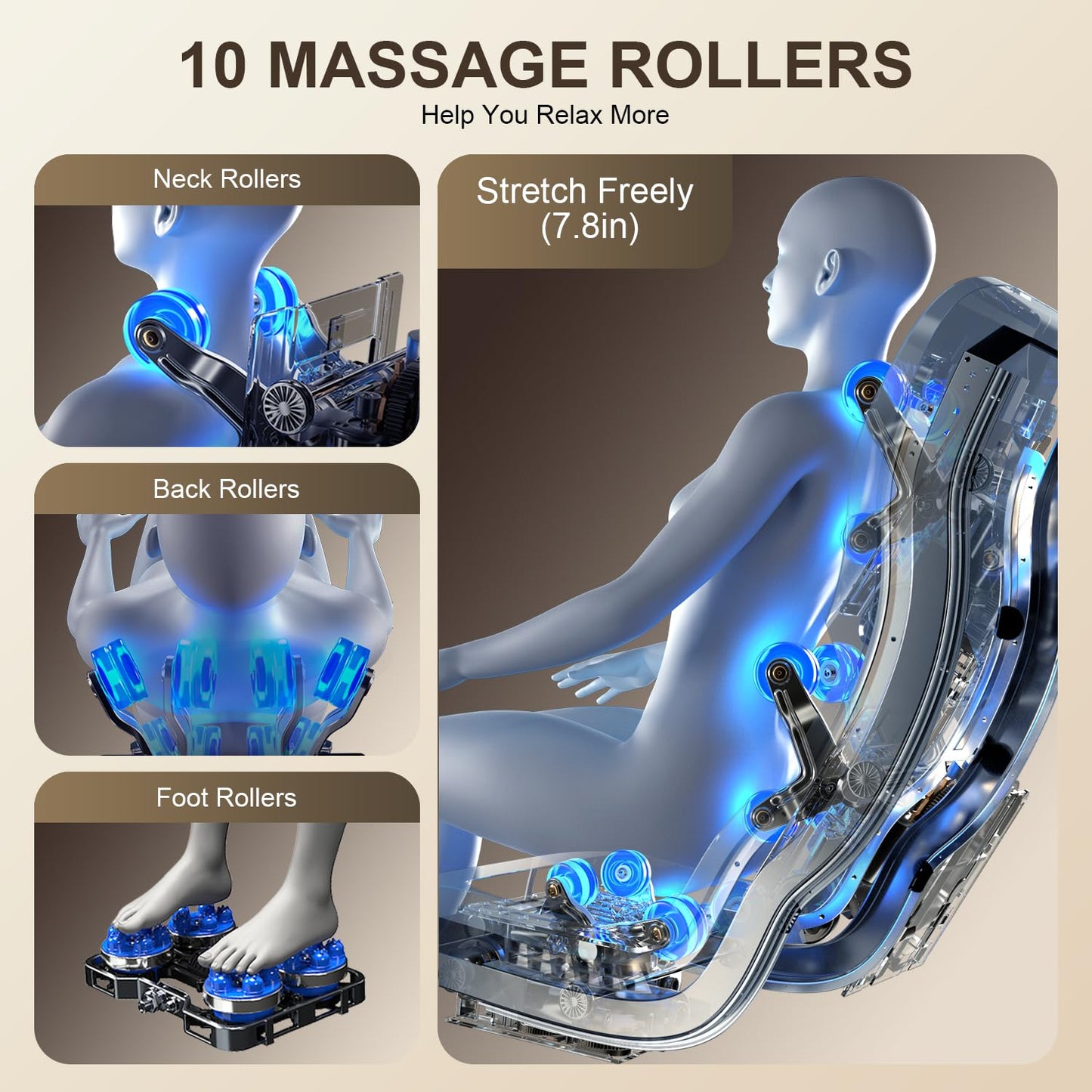 COZOME 4D Zero Gravity Full Body Massage Chair with SL Track, 15 Auto Modes, Voice Control, Foot Rollers, Waist & Calf Heating, Deep Yoga Stretch, Touch Screen Controller for Home Office, Black