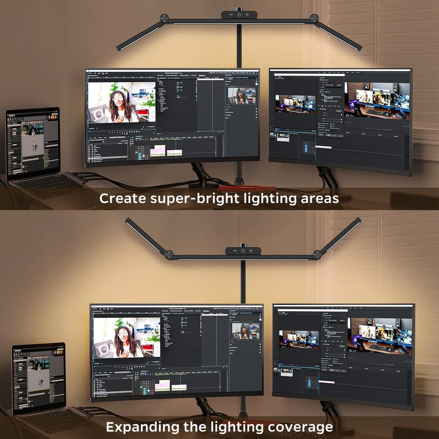 SUMOT LED Desk Lamp with Clamp, 24W Architect Light, Auto-Dimming, Stepless Brightness Control, Atmosphere Lighting for Home Office