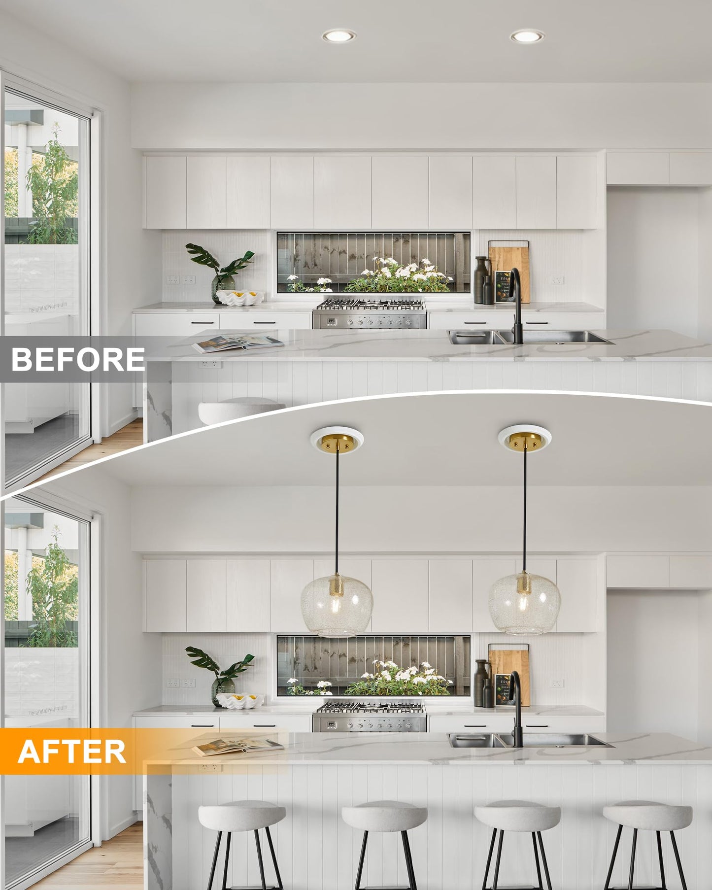 Luvkczc 2-Pack Recessed Can Light Conversion Kit for 5" and 6" Ceiling Fixtures - Pendant/Hanging Light Upgrade, Includes E26 Socket, Mounting Bracket, Round Ceiling Plate(White)