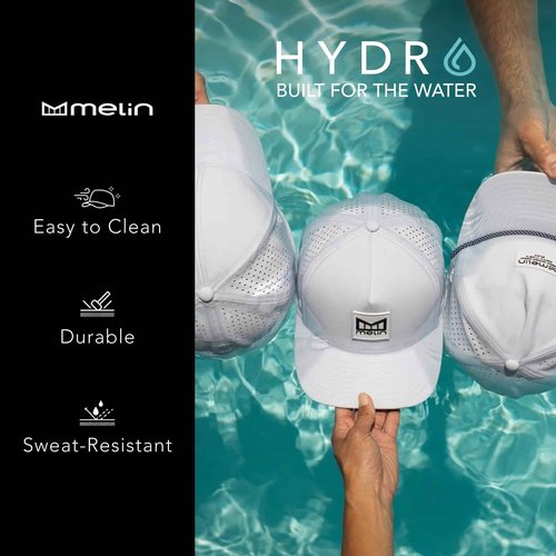 melin Coronado Anchored Hydro, Black, Men's Rope Hat, Water-Resistant Fitted Baseball Cap for Men & Women, Golf, Running, or Workout Hat, Medium-Large
