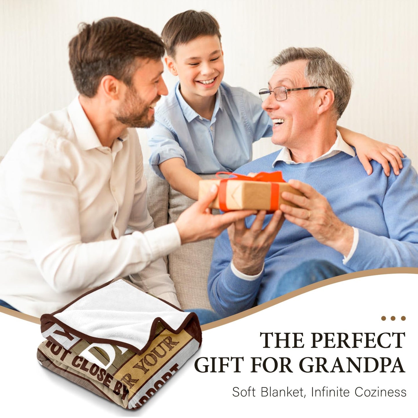 Grandpa Gifts - Birthday Gifts for Grandpa - Best Grandpa Gifts from Grandkids Granddaughter Grandson - Christmas - Great Grandfather Birthday Gift Ideas - Throw Blanket 50" x 60"
