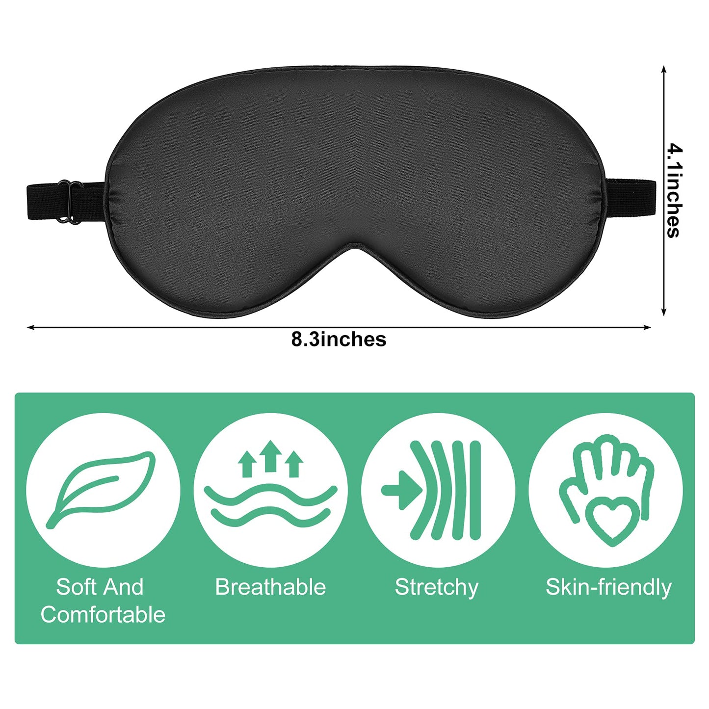6 Pieces Natural Silk Sleep Mask Soft Eye Mask Adjustable Strap Blindfold Eyeshade Smooth Comfortable Eye Cover with Bag for Sleeping(Black)