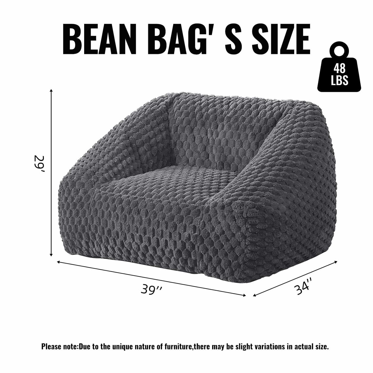Comfy Bean Bag Chair for Adults with Filling,Giant Beanbag Chairs Memory Foam Bean Bag Chairs with Armrests,Beanbag Chair Lazy Floor Sofa for Bedroom Livingroom