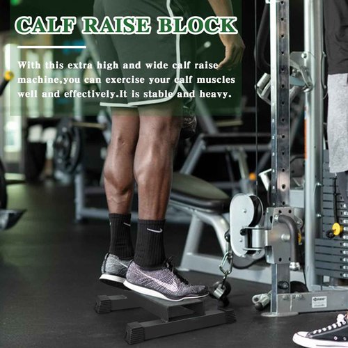 BLUSLM Upgraded Calf Raise Bar, Wide and High Squat Machine for Leg Stretching, Squat, Foot Stretch workout, Anti-Slip Solid Steel Calf Raise Block