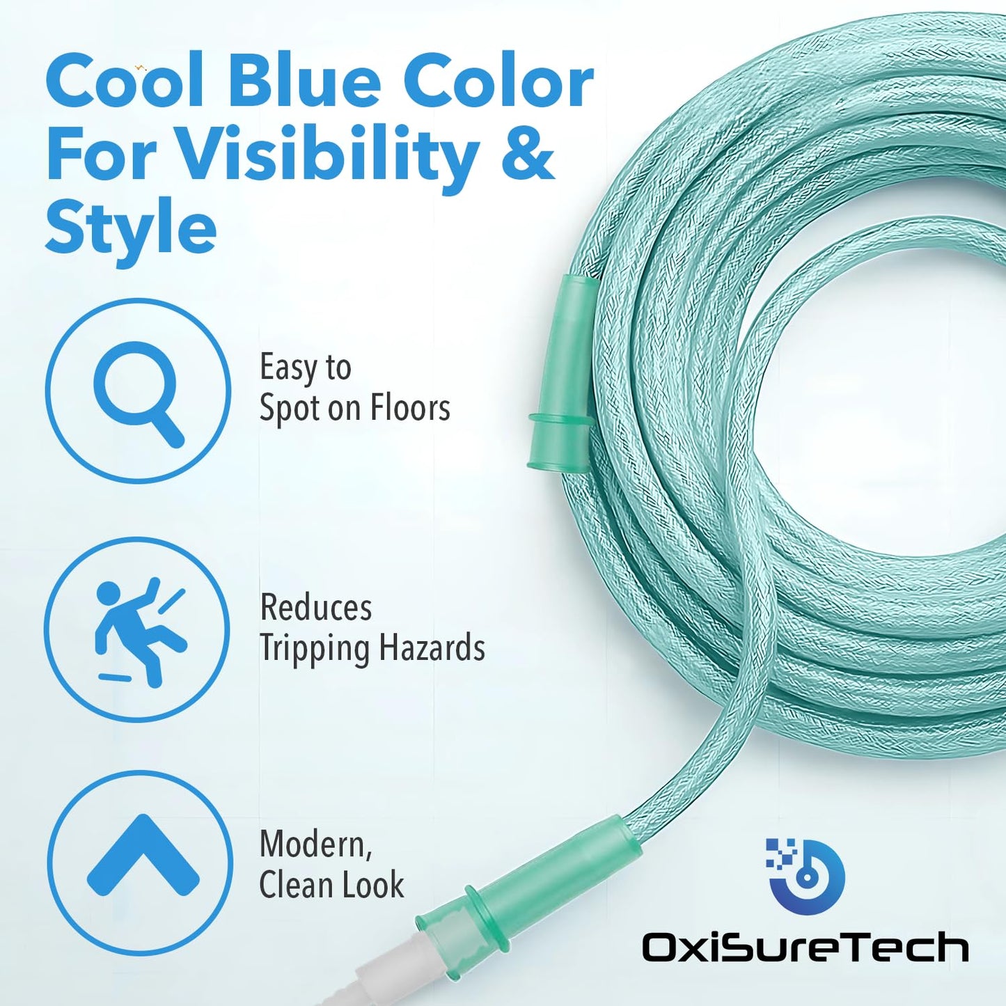 Oxygen Tubing 50 Ft Non Kinking High Flow β Medical Grade Universal Oxygen Hoses for Home Use, Compatible w/Standard Oxygen Therapy Devices and Connectors, O2 Tubing for Oxygen Concentrator (2 Pack)