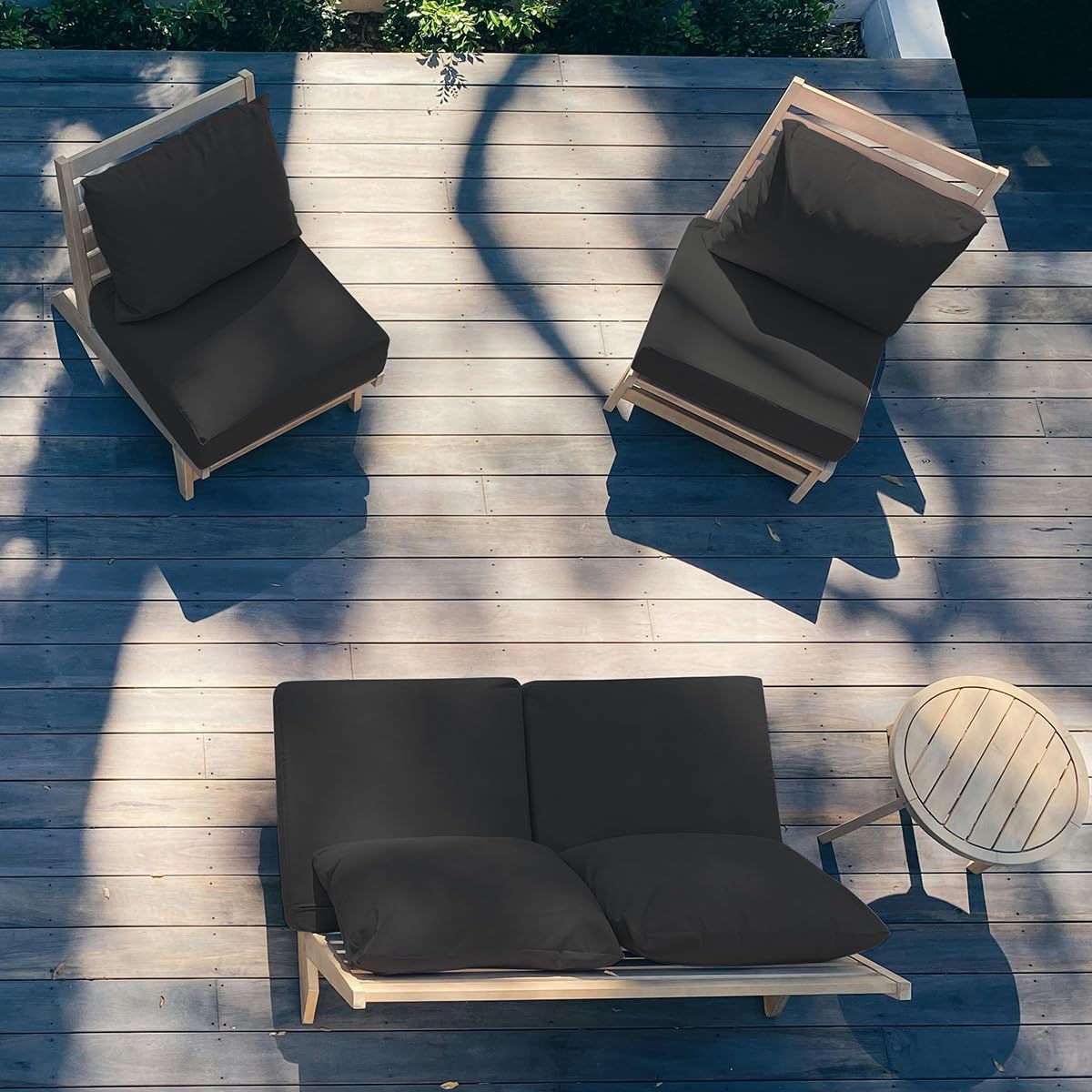 Sundale Outdoor Olefin Deep Seat Cushion Set of 2, Patio Chair Cushion and Pillow, Water-Resistant Sectional Sofa Pad with Straps Dark Gray, 23 x 26 x 6 Inches