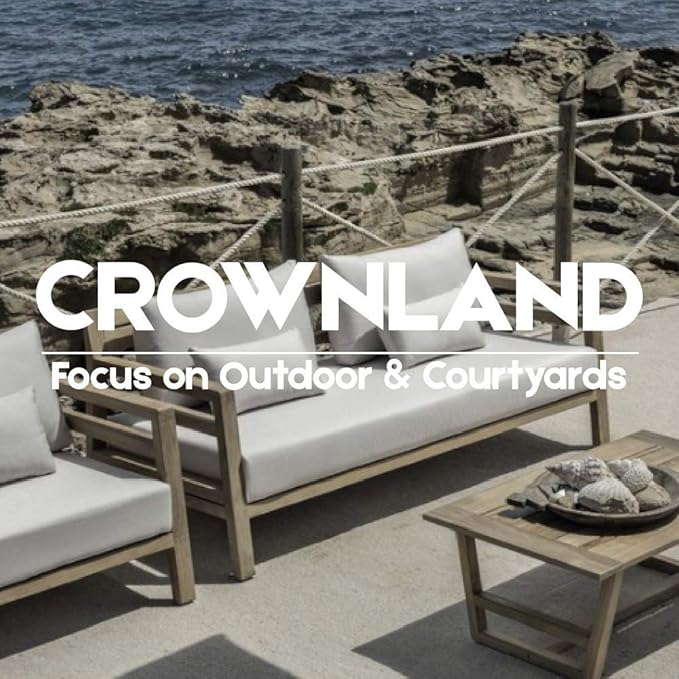Crownland 7-Pieces Outdoor Patio Furniture Sets, All-Weather Grey Wicker Rattan Sectional Sofa, Modern Glass Coffee Table and Washable Seat Cushion with YKK Zipper (Dark Blue)