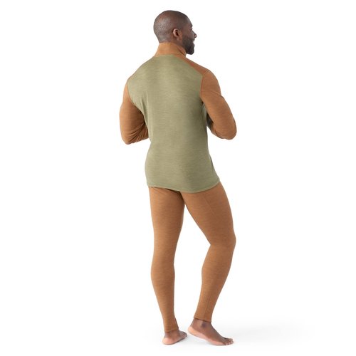Smartwool Men's Classic Thermal Merino Wool Base Layer — Quarter Zip (Slim Fit), Winter Moss-Fox Brown, Small