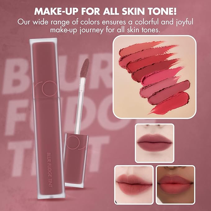 rom&nd Blur Fudge Lip Tint #02 Rosiental | Muted Rosy MLBB Velvet Matte Liquid Lipstick | Soft Blurring K-Beauty Formula, Long-Lasting & Non-Drying