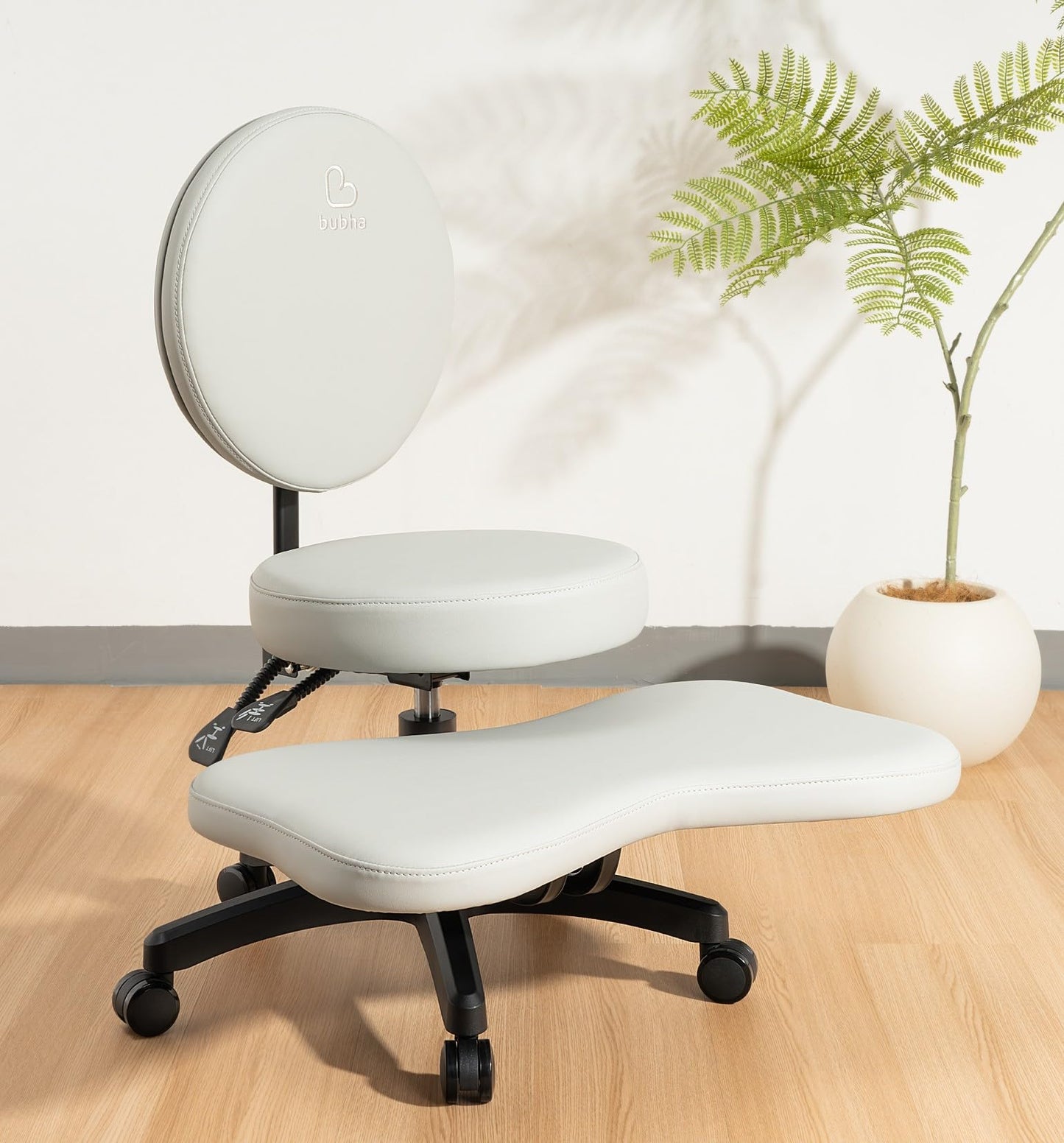 BUBHA Meditation Chair with Reclining Backrest, Adjustable Height & Leg Rest – Ergonomic Criss Cross & Cross Legged Office Chair with Wheels for ADHD, Kneeling & Yoga Soul Seat