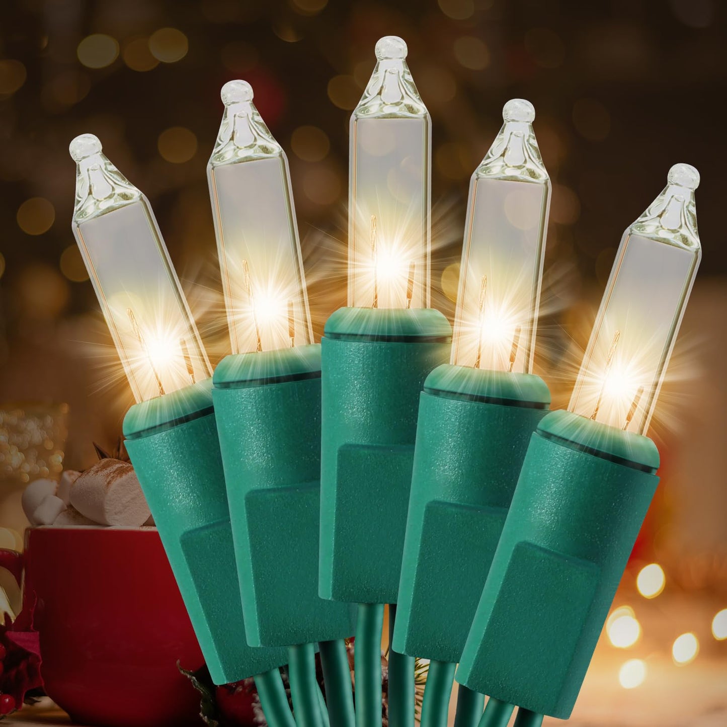 TIGOMOOV 21ft White Christmas String Lights Indoor,Warm White 100 Count String Lights Plug in, Mini Xmas Lights Outdoor Clear White Christmas Tree Lights- String White Lights for Bedroom