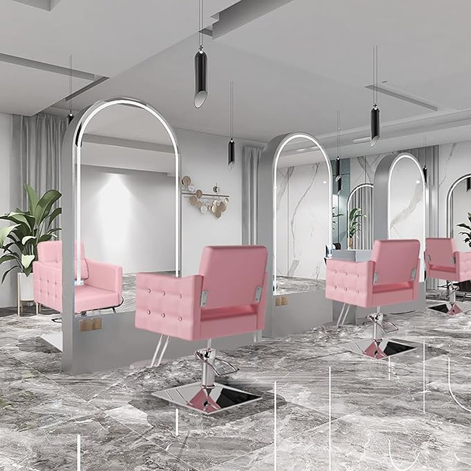 OmySalon Hair Salon Chair Hydraulic Barber Chair for Home Barbershop Pink, Braiding Chair for Hair Stylist Heavy Duty, Styling Hairdressing Beauty Spa Equipment