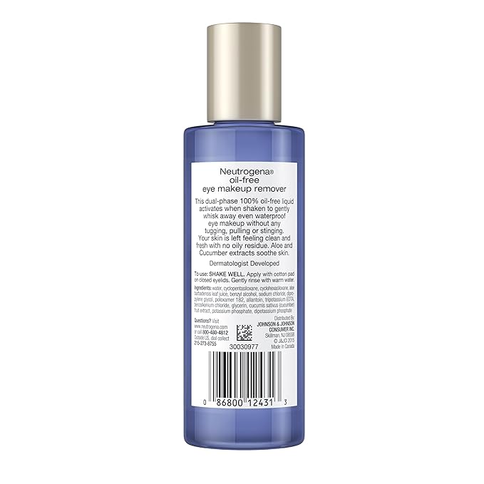 Neutrogena Gentle Oil-Free Eye Makeup Remover & Cleanser for Sensitive Eyes, Makeup Remover for Waterproof Mascara, Dermatologist & Ophthalmologist Tested, 3.8 fl. oz