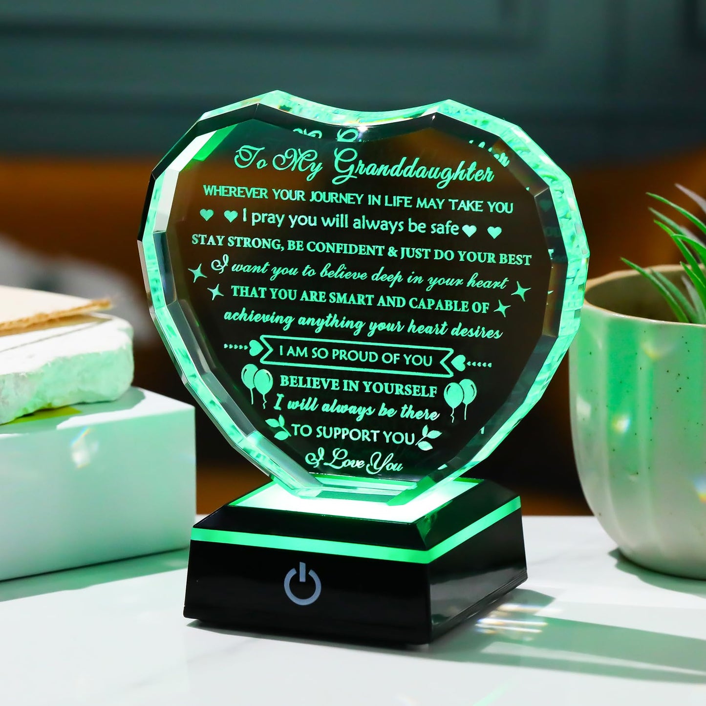 Arikyrist Granddaughter Gifts from Grandma with Colorful Base Birthday Gifts for Granddaughter from Grandparents Crystal Keepsake Best Gifts Ideas for Granddaughter on Christmas Wedding Graduation