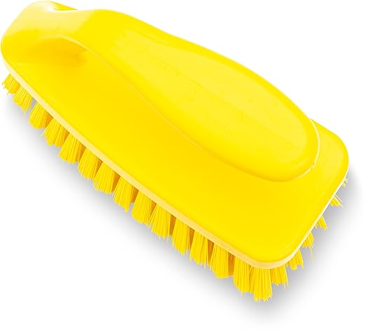 SPARTA Scrub Brush with Iron Shaped Handle and Stiff Bristles, Heavy Duty Scrubber Brush for Kitchen, Bathroom, Shower, Tile, Sink, Carpet and Bakepans, Polypropylene, 6 Inches, Yellow, (Pack of 6)