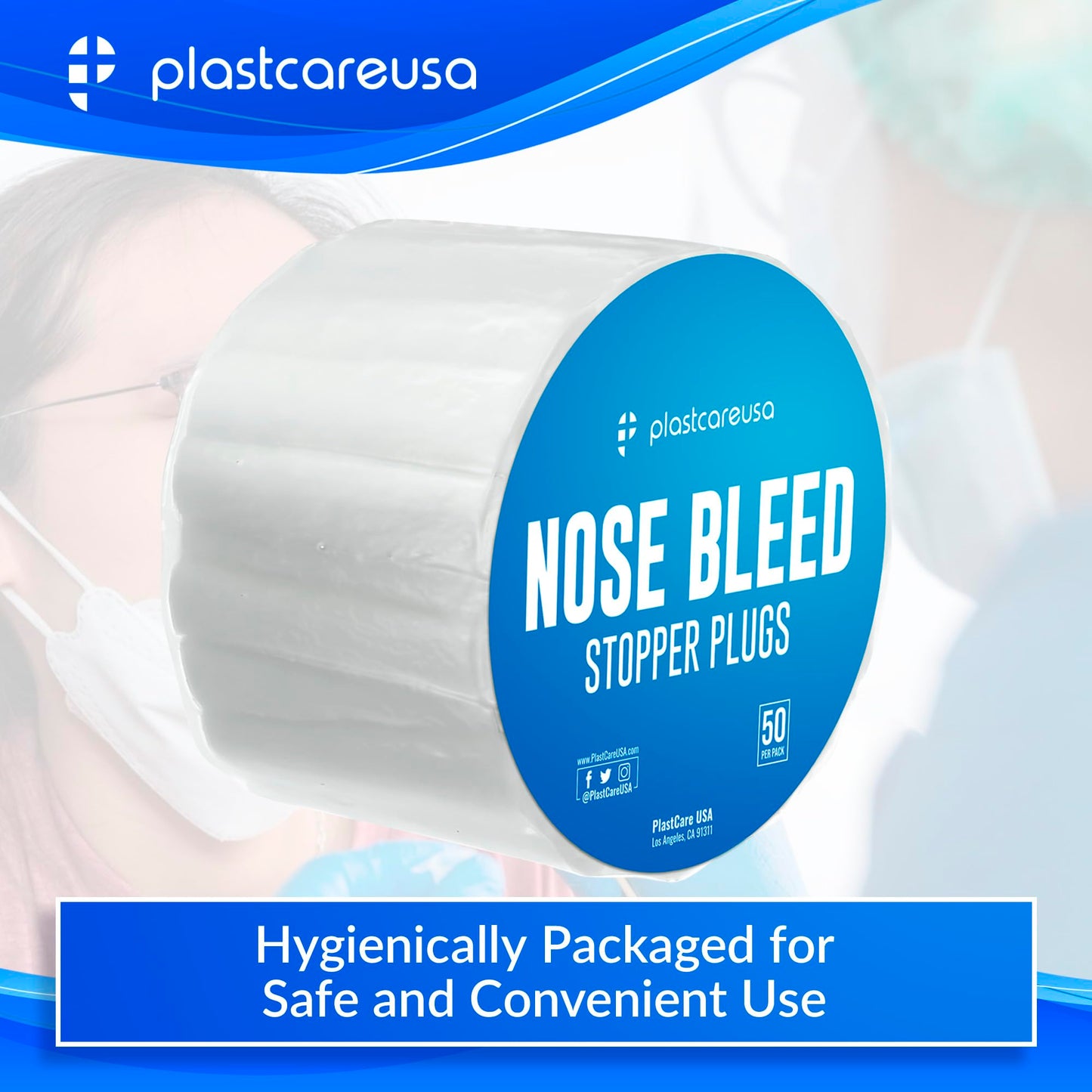 100 Nose Bleed Stopper Plugs - 1.5 Inch Cotton Rolls to Stop a Nosebleed for Kids or Adults - Extra Absorbent Nose Bleed Plugs by PlastCare USA