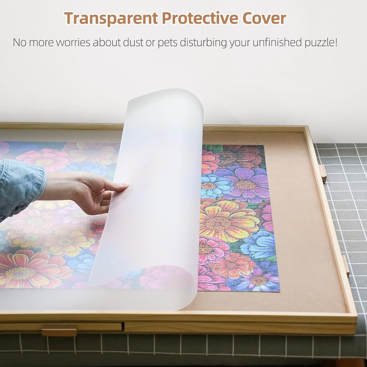 2000 Pieces Rotating Puzzle Board with 6 Drawers, Lazy Susan & Transparent Cover, 40.1"x28.5" Portable Wooden Jigsaw Puzzle Board, Great Gift for for Puzzle Enthusiasts
