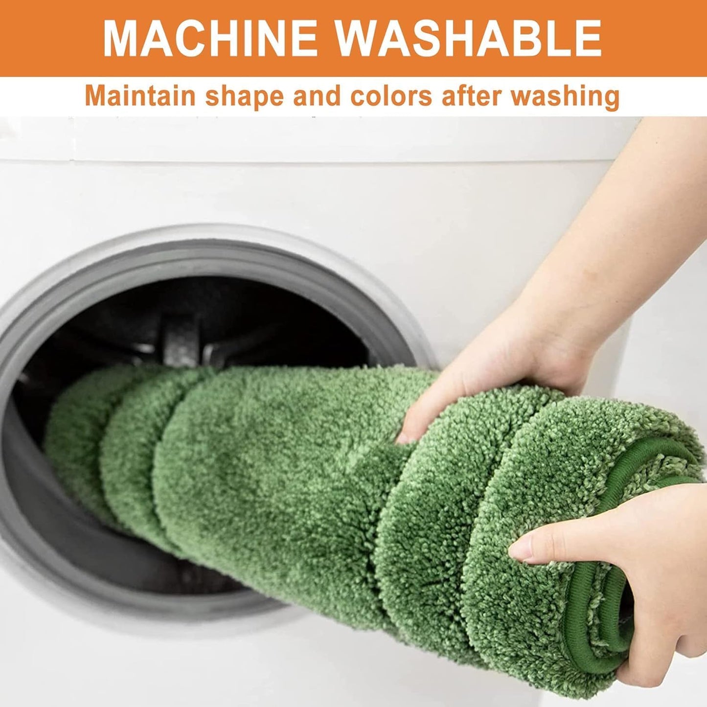 BEQHAUSE Bathroom-Rugs-Non-Slip-Bath Mats for Bathrooms Soft and Absorbent Polyester Microfiber Bathmat Machine Washable Quick Dry Shaggy Shower Mat for Bathtub and Sink,24" x36”,Green