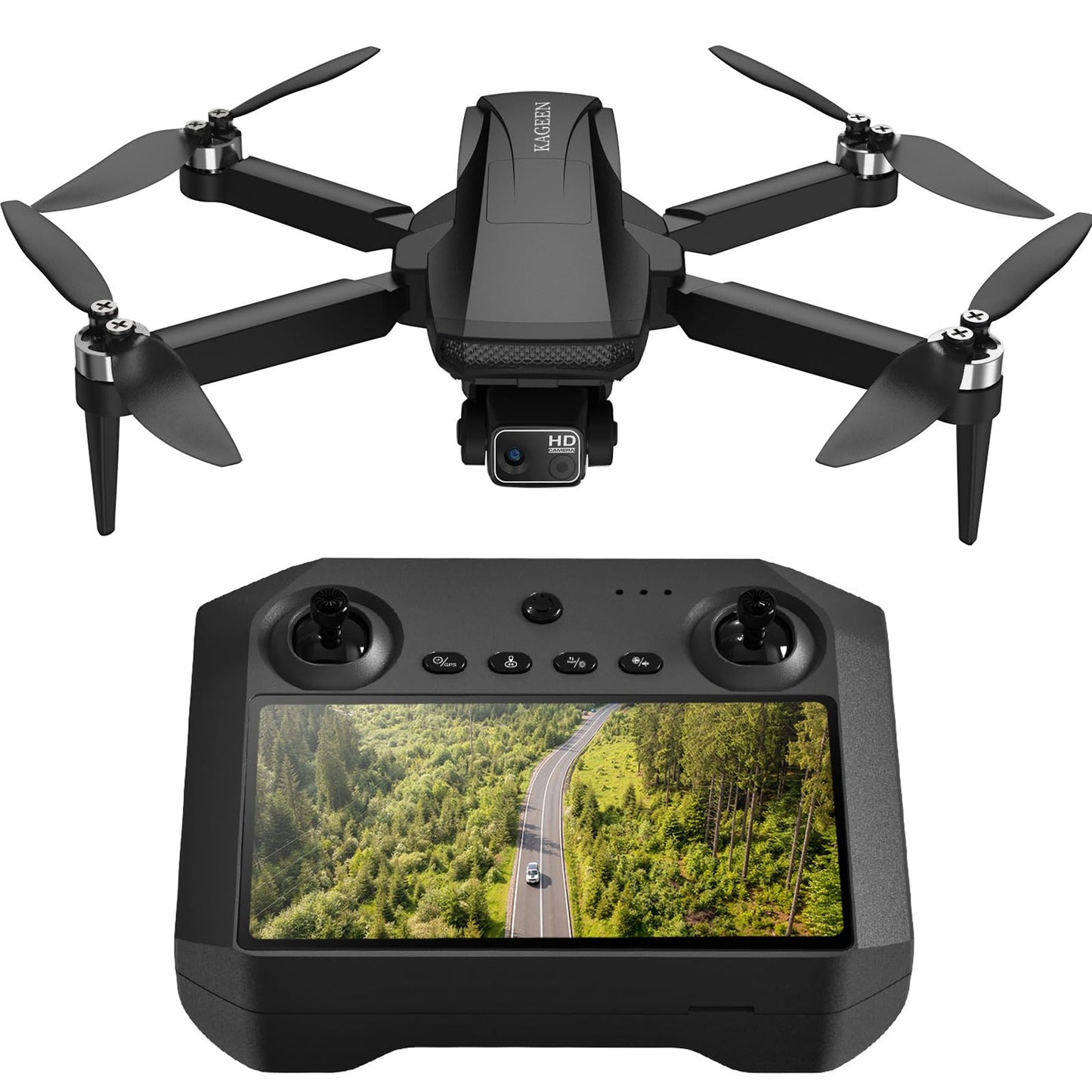 GPS Drone with Camera for Adults 4K, 5.5 Touchscreen Controller, 3-Axis Gimbal & EIS, 46 Mins Flight, 2KM FPV Transmission, Unde