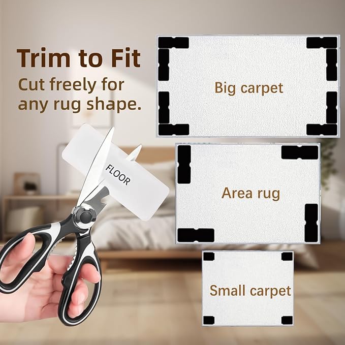Rug Carpet Non Slip Grippers 8PCS, Reusable Non-Slip Rug Pads,Double Sided Mat Corner Gripper Tape,Strong Adhesive Rug Stickers,Grippers for Area Carpet,No Damage Removable for Hardwood Floors