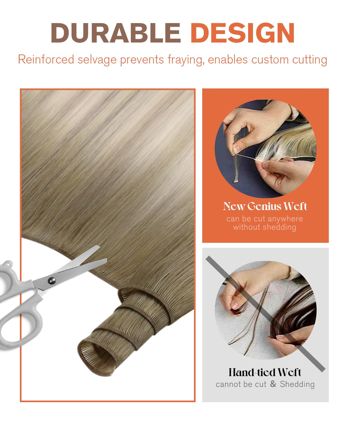 Sunny Hair Genius Weft Hair Extensions Human Hair Blonde Ombre Human Hair Genius Weft Sew In Extensions Ash Blonde Roots to Plat