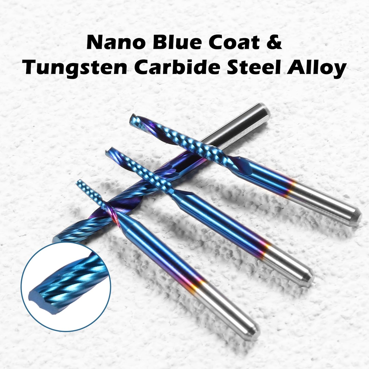 Genmitsu CNC Machine 3018-PRO Router Kit +1/8 Inch Shank 10pcs Carbide Spiral O Flute (Single Flute) End Mill CNC Router Bits