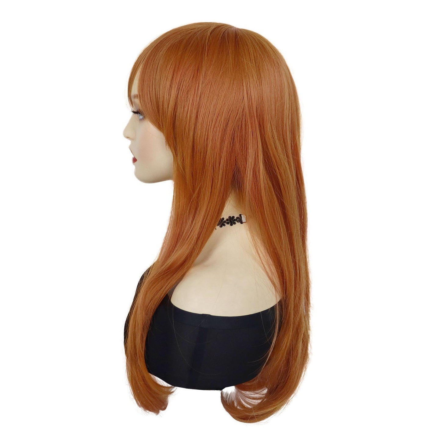 GNIMEGIL Stunning Long Straight Synthetic Wigs for Women in Copper Color Orange Wig with Bangs - Ideal for Style Seekers