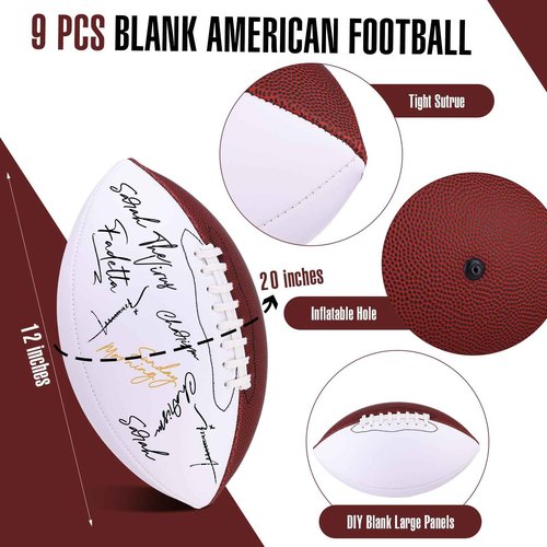 Syhood 9 Pcs Autograph Blank Footballs 12 Inches Sports Outdoor Signing Foot Ball American Footballs for Kids Adults Foot Ball Anniversary Birthday