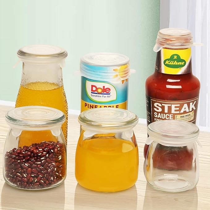 Extra Small Silicone Stretch Lids Reusable Silicone Jar Cover 3 Different Sizes Fit to 1.2 Inch to 2.4 Inch Small Jars,Food Cans,Bottles 6 Pack