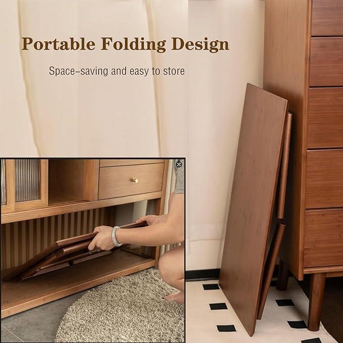 Kuabner Folding Floor Table Low Coffee Table for Sitting On The Floor Japanese Floor Table No Assembly Tatami FoldableTable for Living Room Home Office (Walnut, Small)