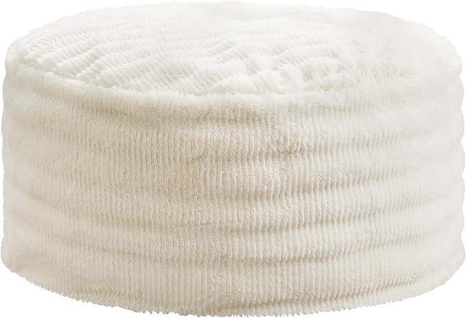 Hobestluk Bean Bag Chairs Beanbag Chair with Filler Adult Bean Bags with Fluffy Ripple Cover, Giant Bean Bag Chairs for Adults (White, 3FT - 36" x 36" x 22")