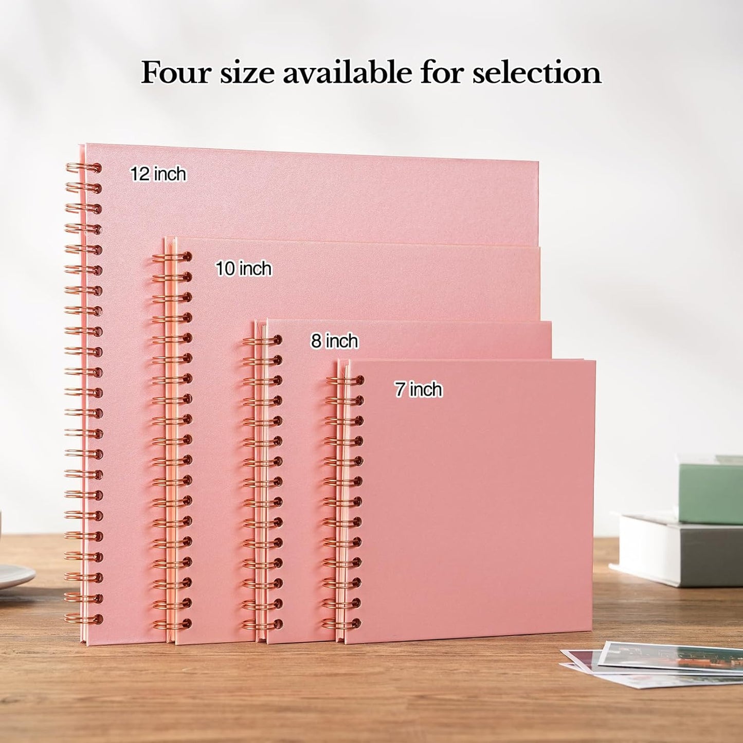 potricher 10 x 10 Inch DIY Scrapbook Album 40 Pages Hardcover Kraft Paper Scrap Book Photo Albums Memory Book for Wedding and Anniversary Family (Pink, 10 Inch)